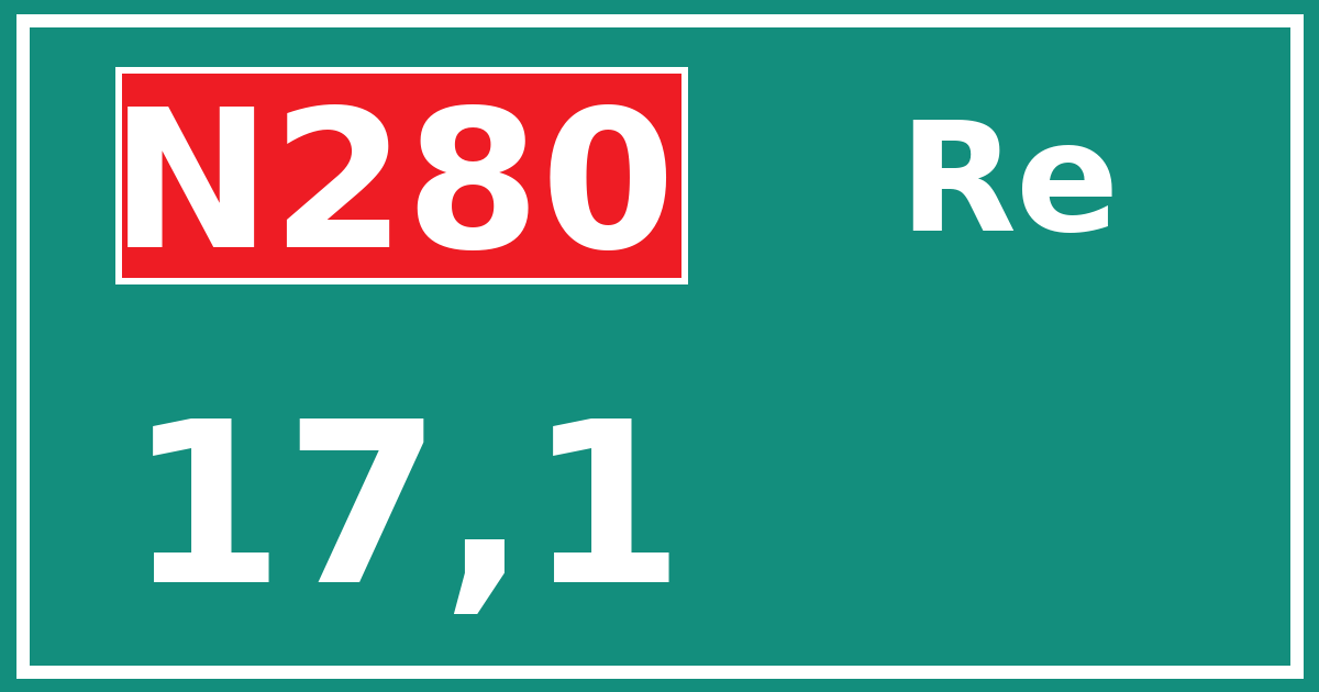 Hectometerbord N280 17,1 zijde Re