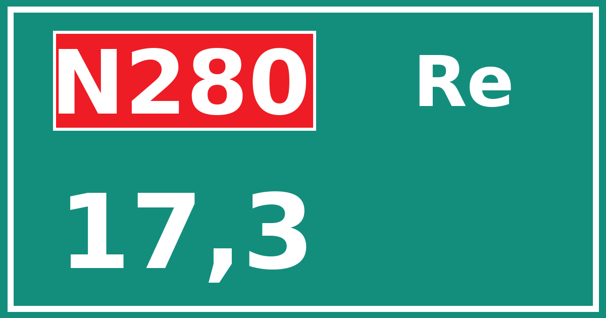 Hectometerbord N280 17,3 zijde Re