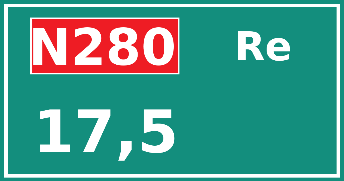 Hectometerbord N280 17,5 zijde Re