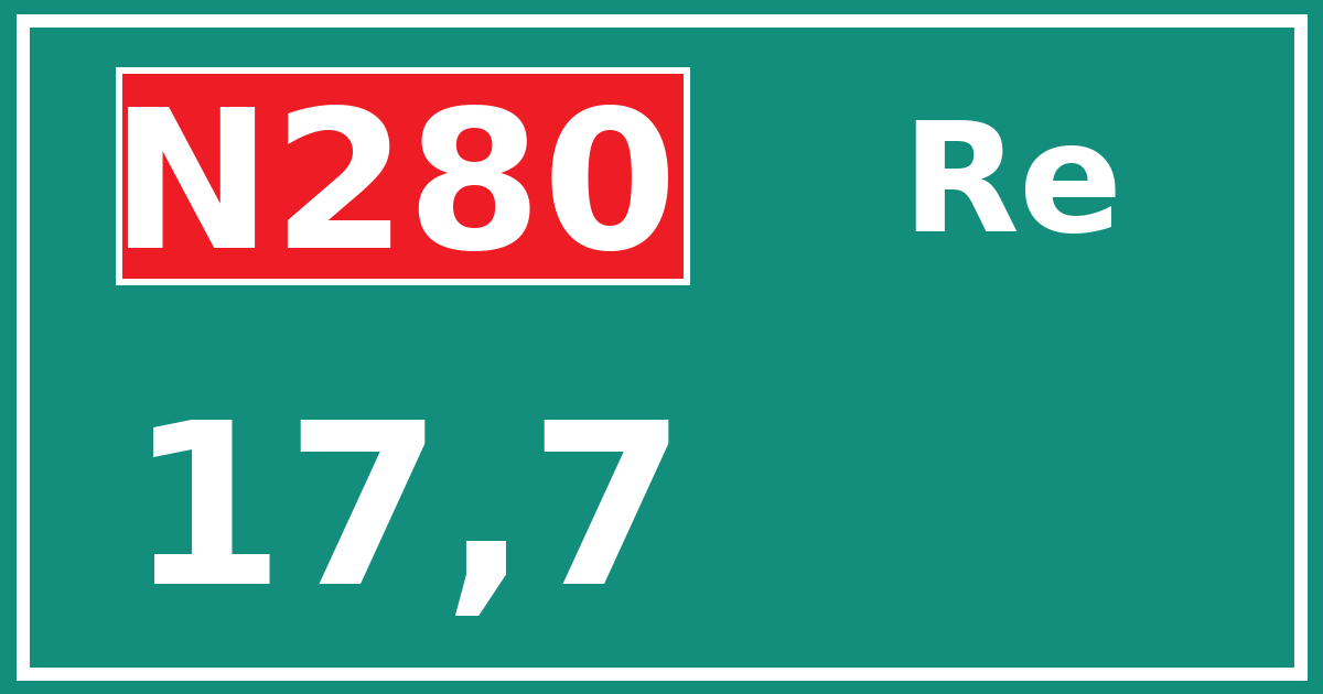 Hectometerbord N280 17,7 zijde Re