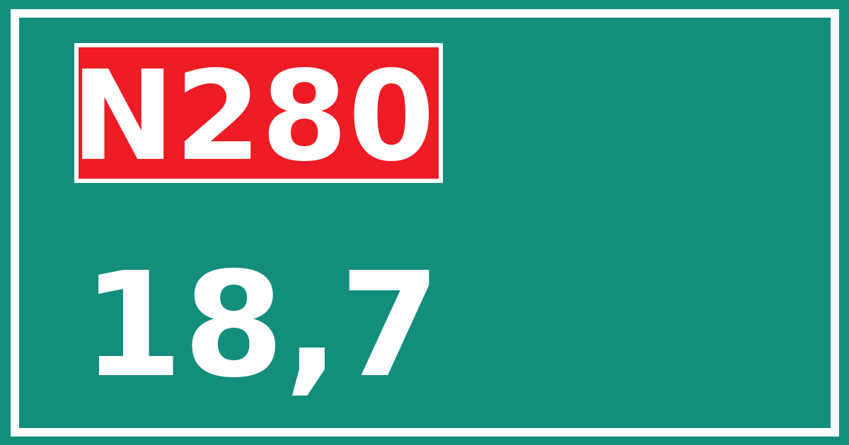 Hectometerbord N280 18,7