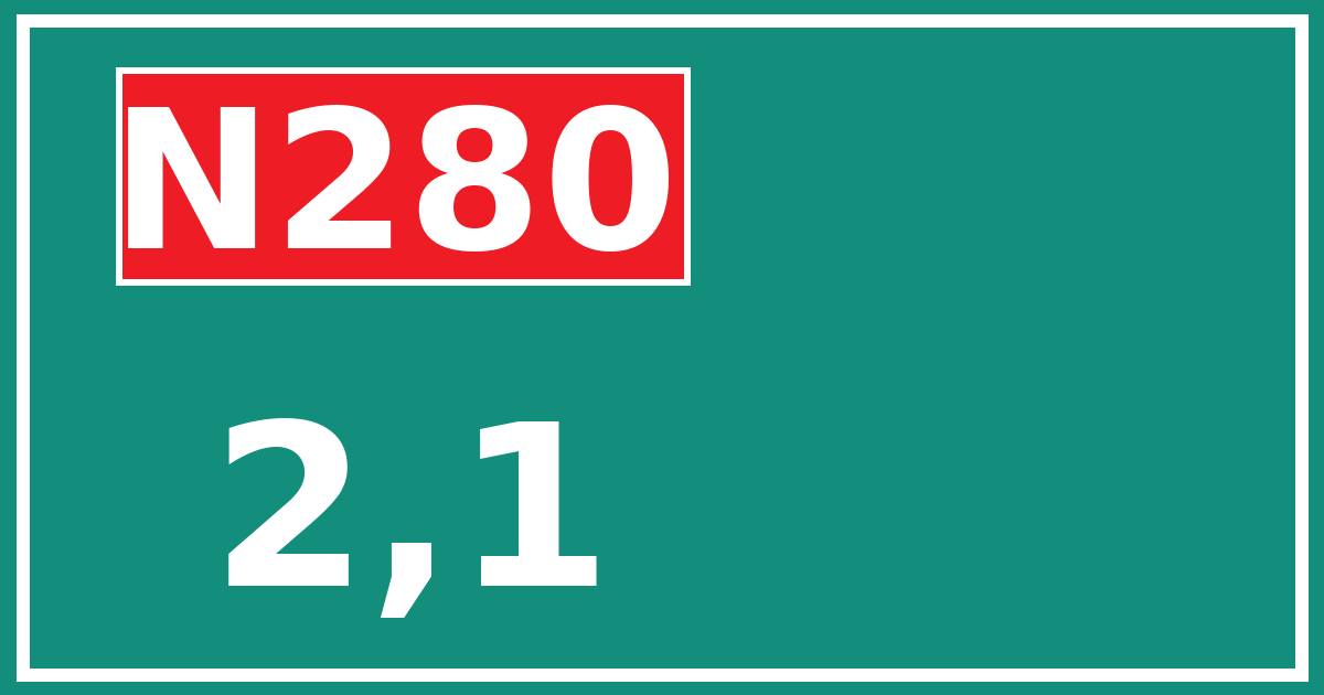 Hectometerbord N280 2,1