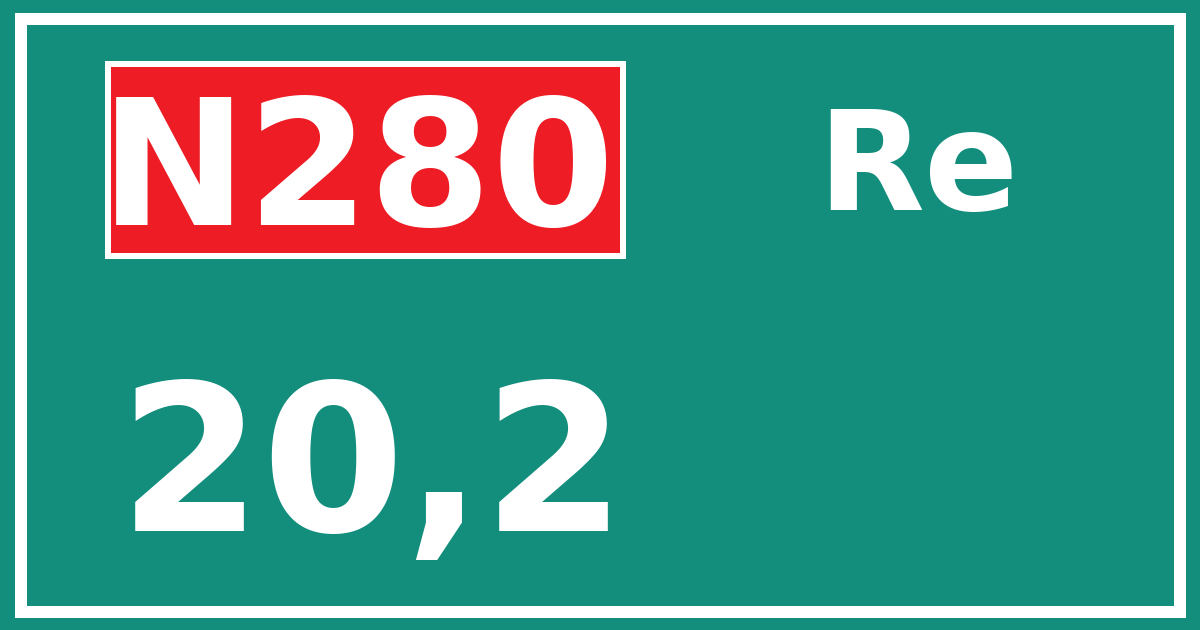 Hectometerbord N280 20,2 zijde Re