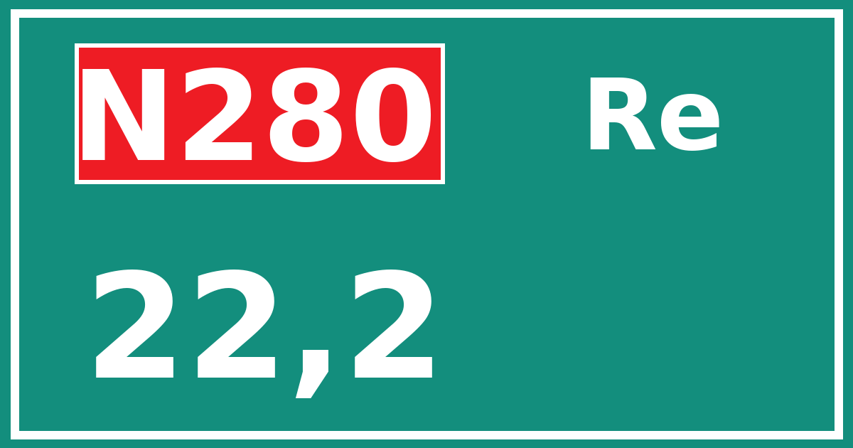 Hectometerbord N280 22,2 zijde Re