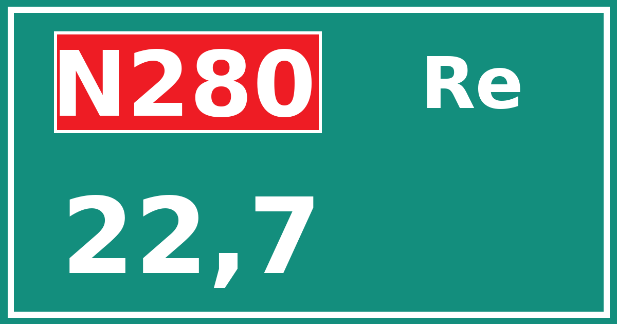 Hectometerbord N280 22,7 zijde Re