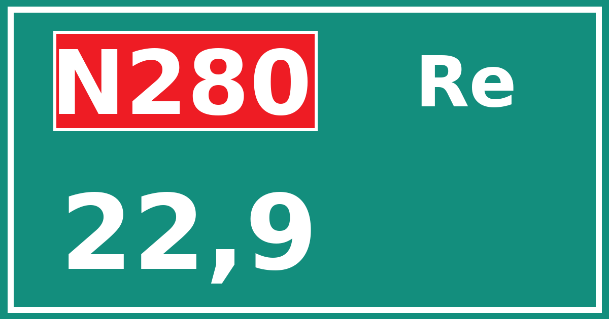 Hectometerbord N280 22,9 zijde Re