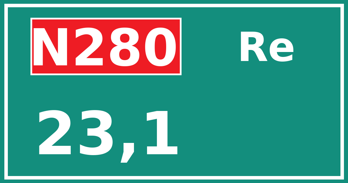 Hectometerbord N280 23,1 zijde Re