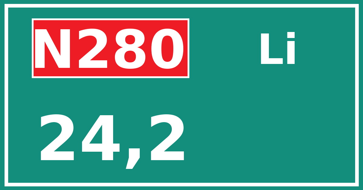 Hectometerbord N280 24,2 zijde Li