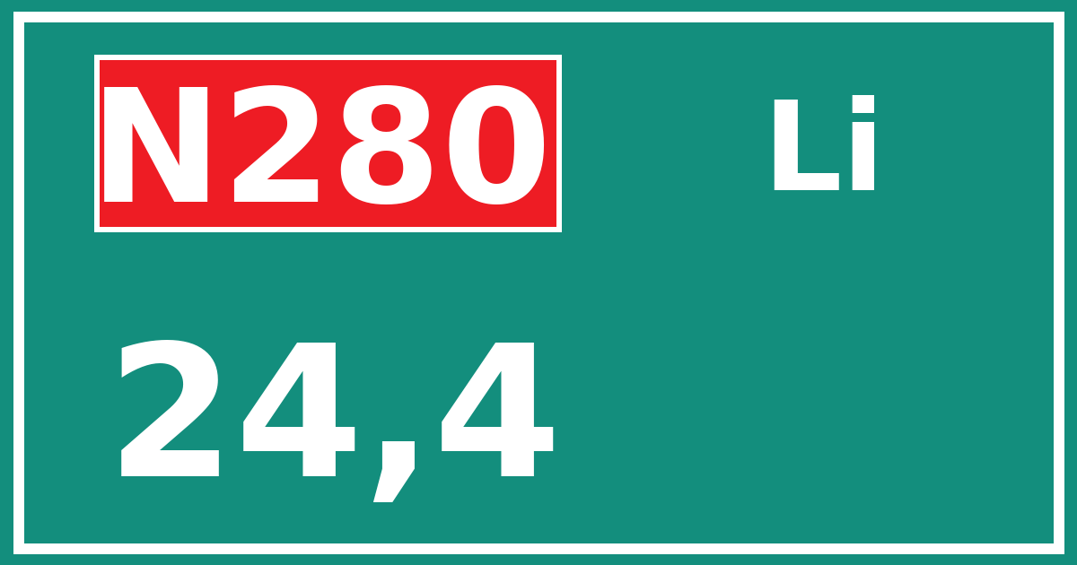 Hectometerbord N280 24,4 zijde Li