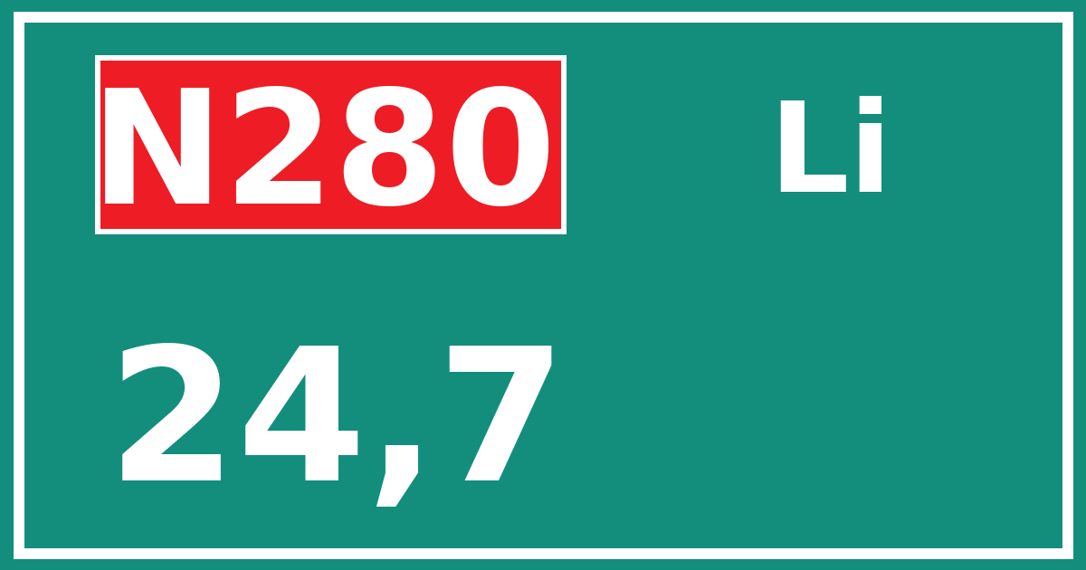 Hectometerbord N280 24,7 zijde Li
