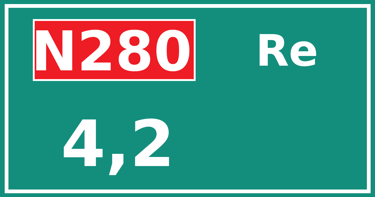 Hectometerbord N280 4,2 zijde Re