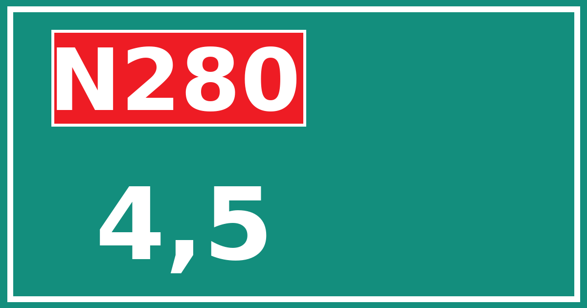 Hectometerbord N280 4,5