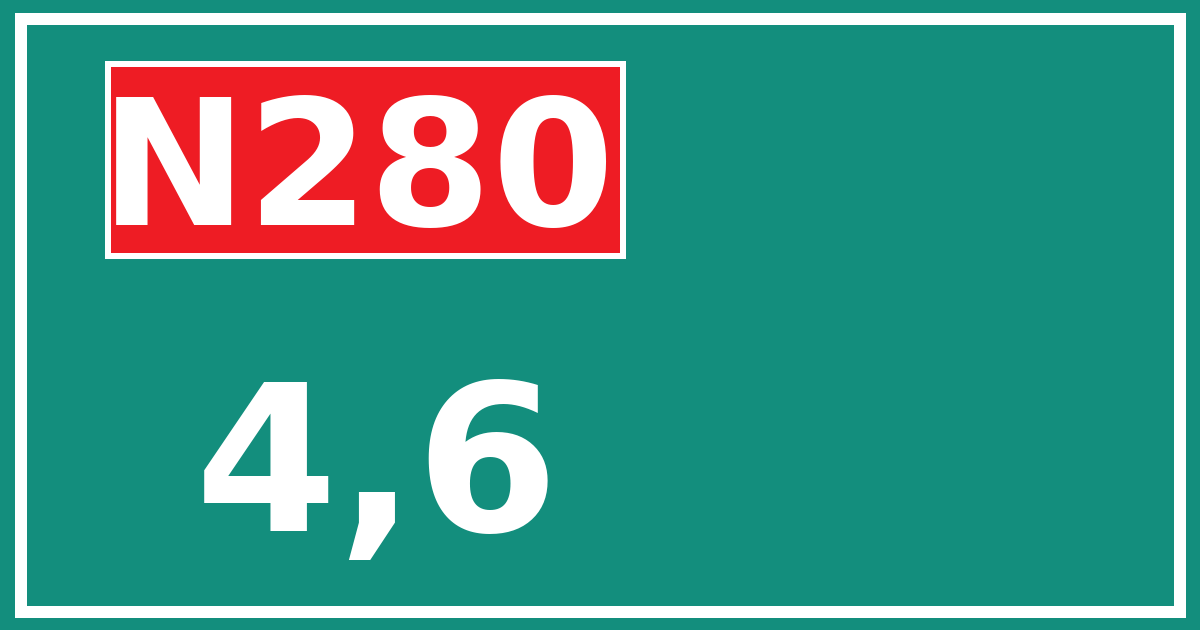 Hectometerbord N280 4,6