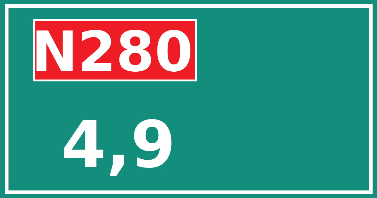 Hectometerbord N280 4,9