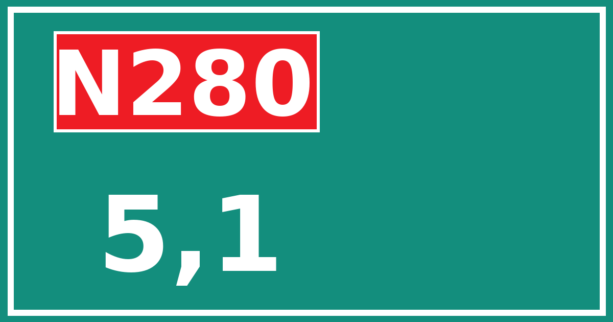 Hectometerbord N280 5,1