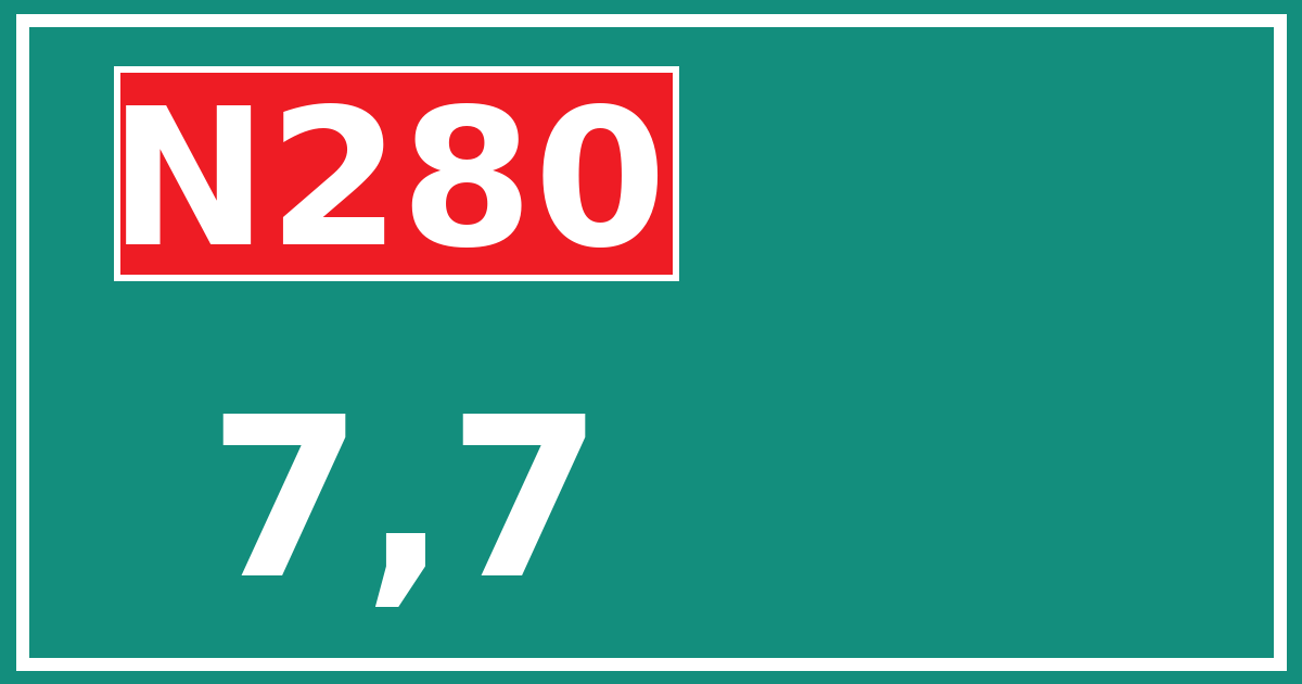 Hectometerbord N280 7,7