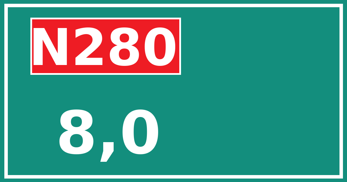 Hectometerbord N280 8,0