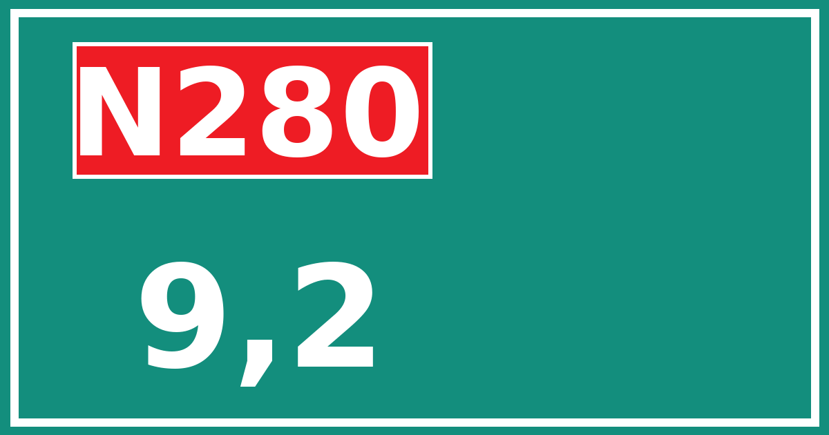 Hectometerbord N280 9,2