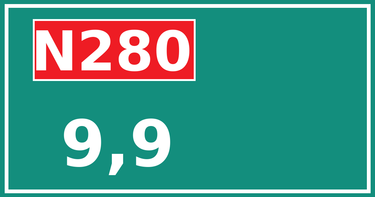 Hectometerbord N280 9,9