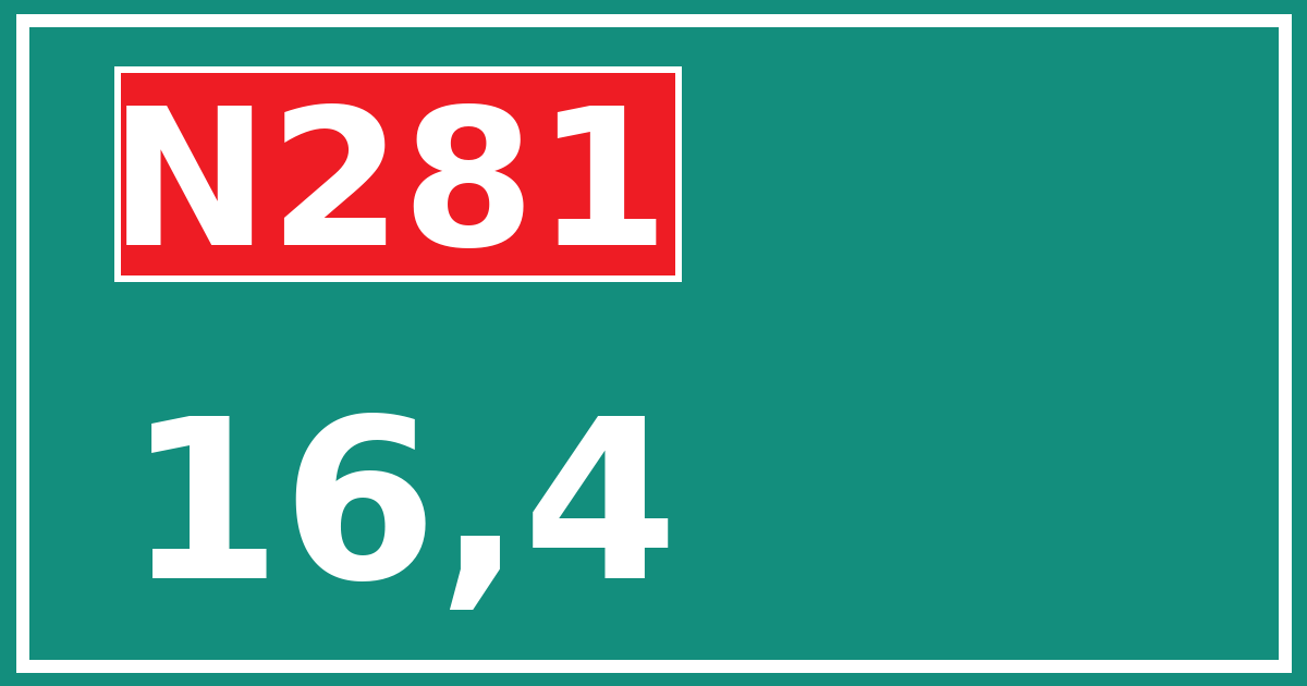 Hectometerbord N281 16,4