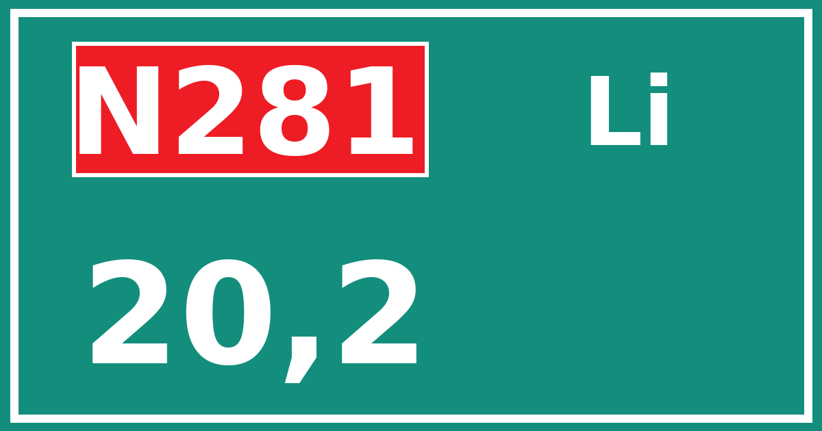 Hectometerbord N281 20,2 zijde Li