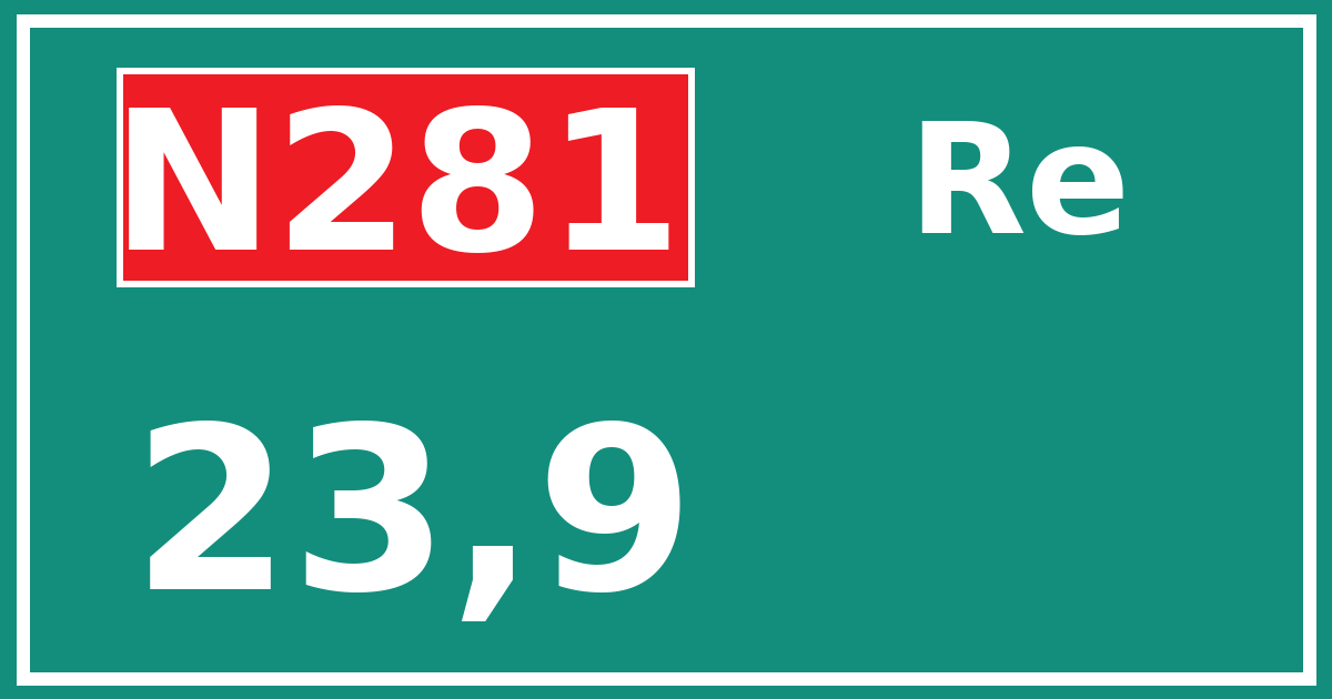 Hectometerbord N281 23,9 zijde Re