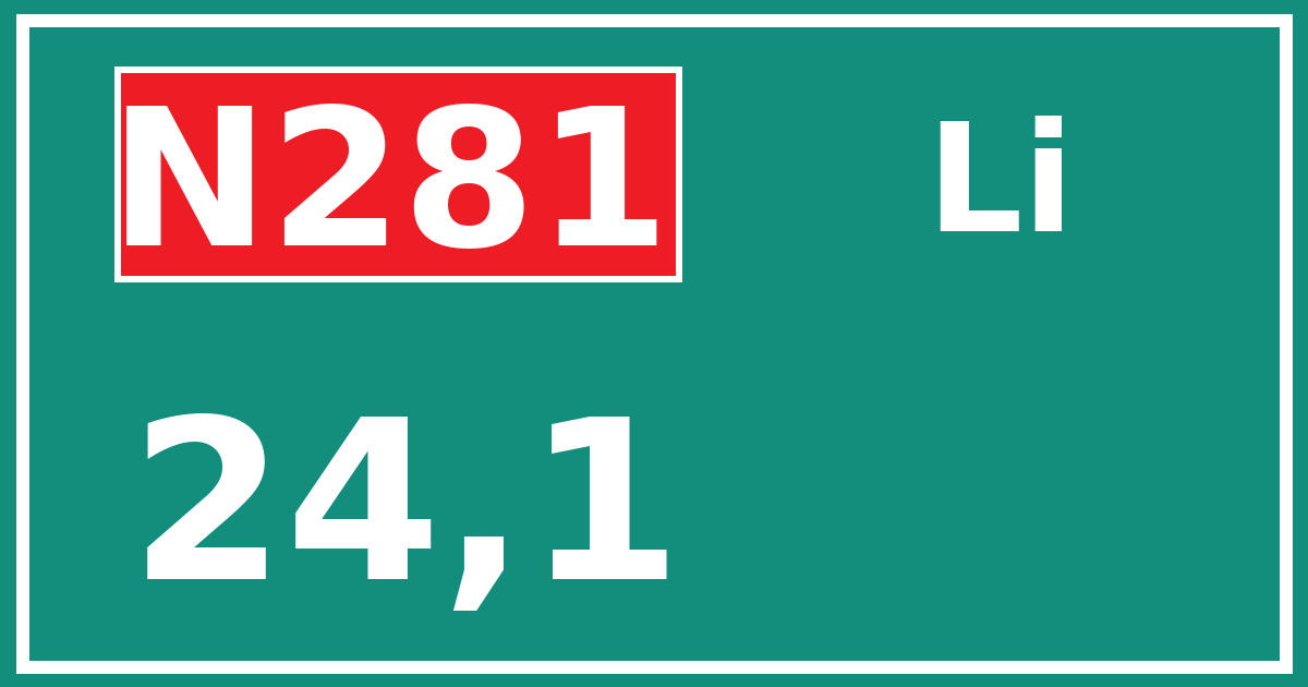 Hectometerbord N281 24,1 zijde Li