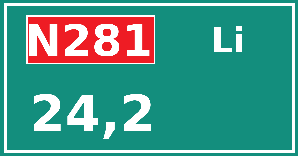 Hectometerbord N281 24,2 zijde Li
