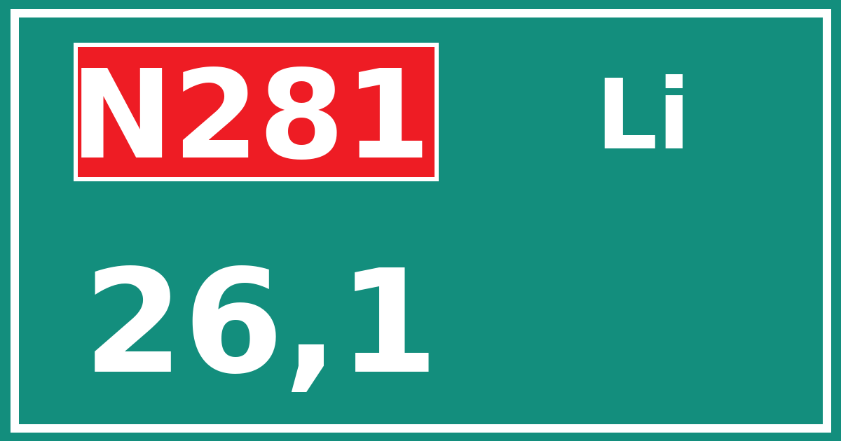 Hectometerbord N281 26,1 zijde Li