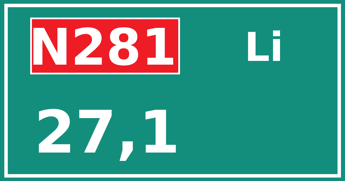 Hectometerbord N281 27,1 zijde Li