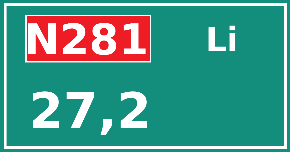 Hectometerbord N281 27,2 zijde Li