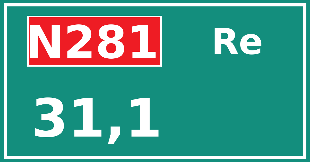 Hectometerbord N281 31,1 zijde Re