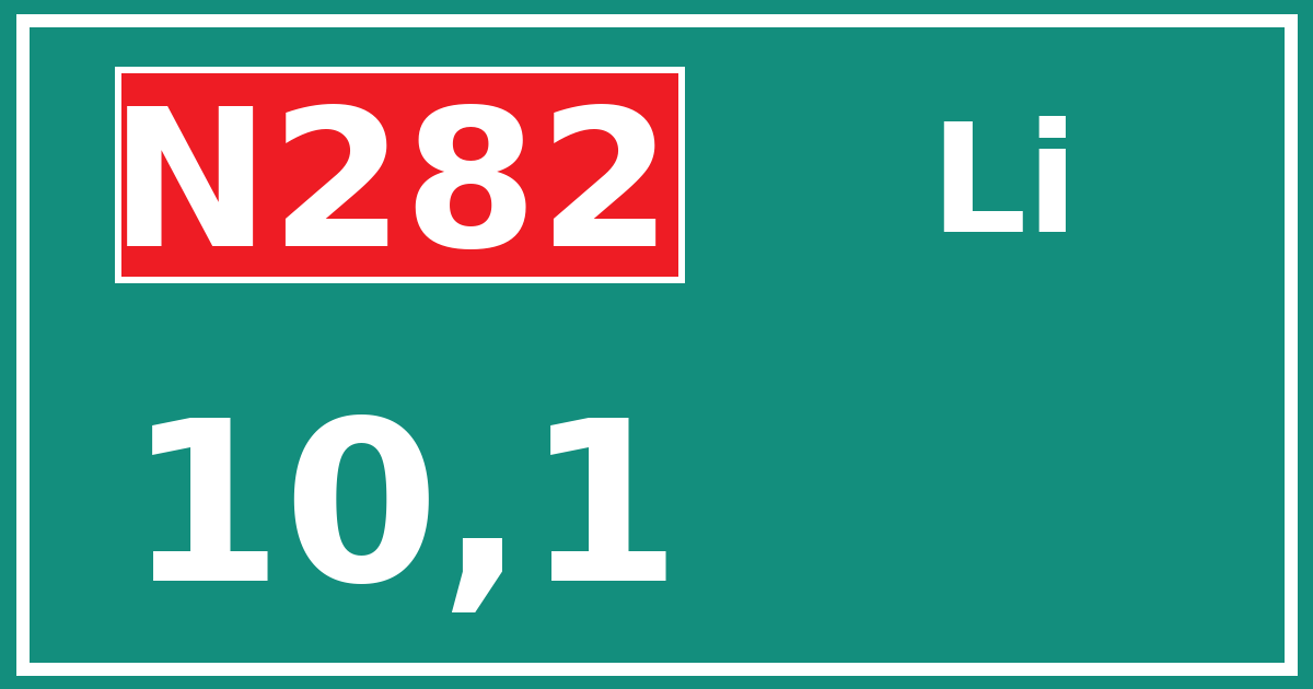 Hectometerbord N282 10,1 zijde Li