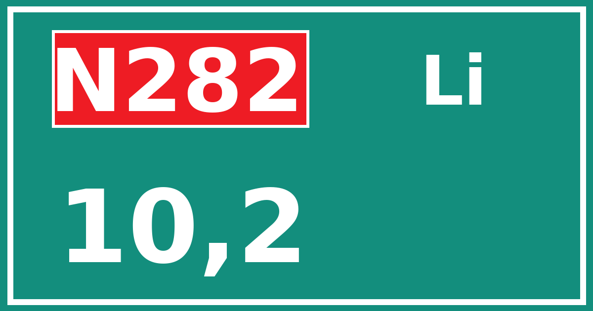Hectometerbord N282 10,2 zijde Li
