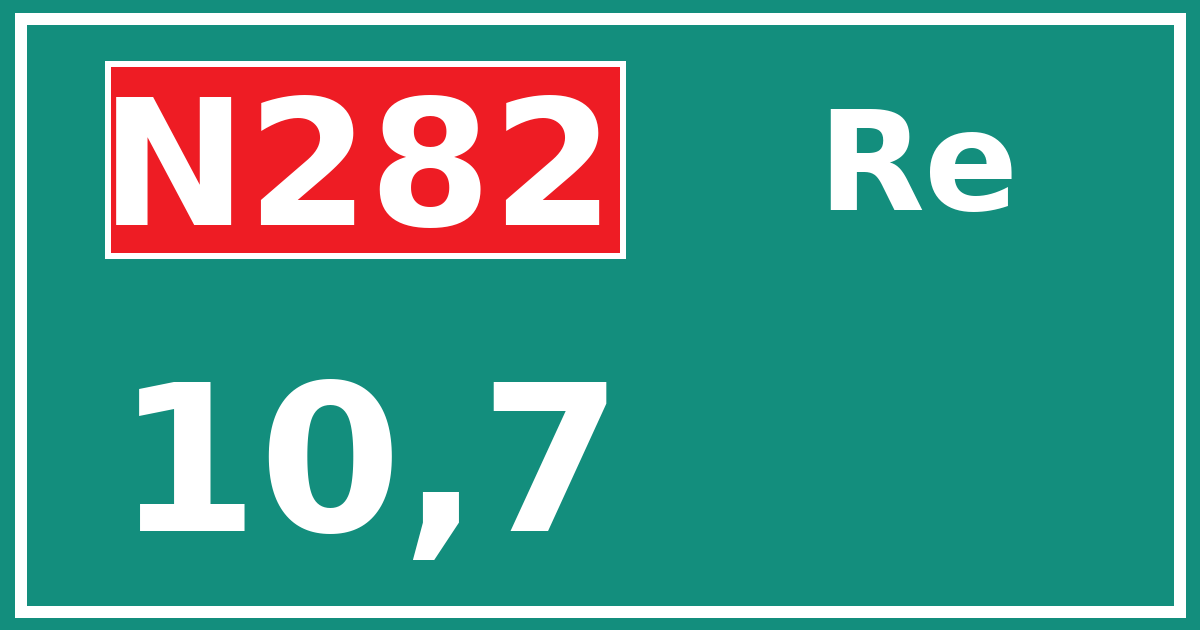 Hectometerbord N282 10,7 zijde Re