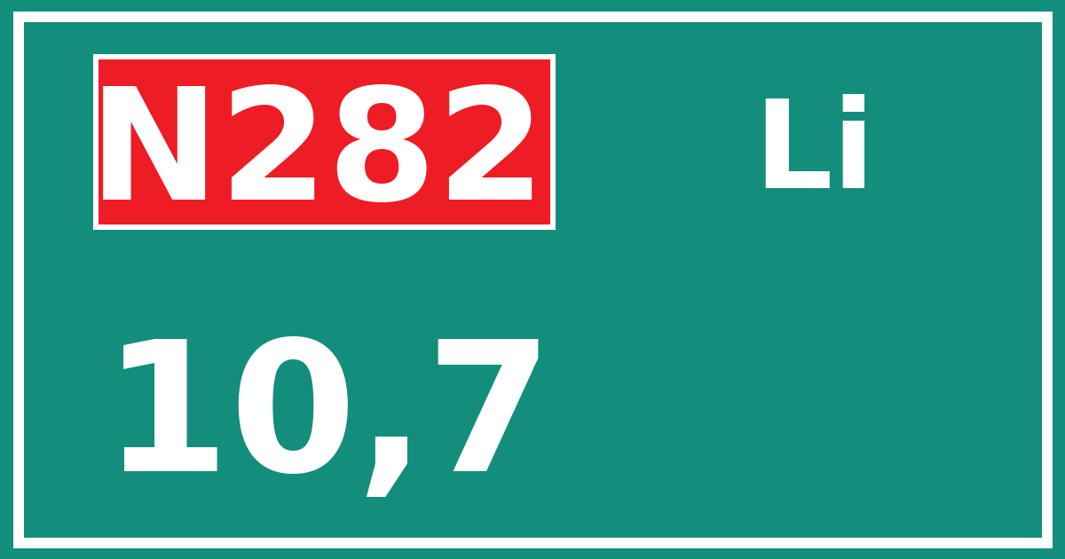 Hectometerbord N282 10,7 zijde Li
