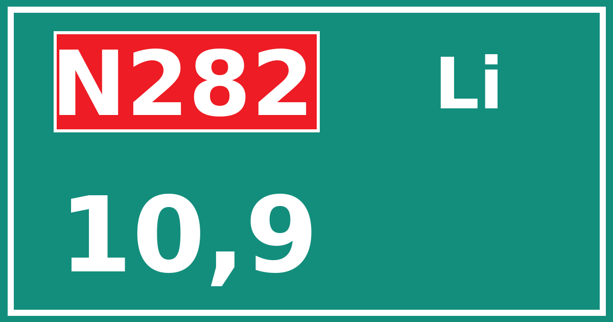Hectometerbord N282 10,9 zijde Li