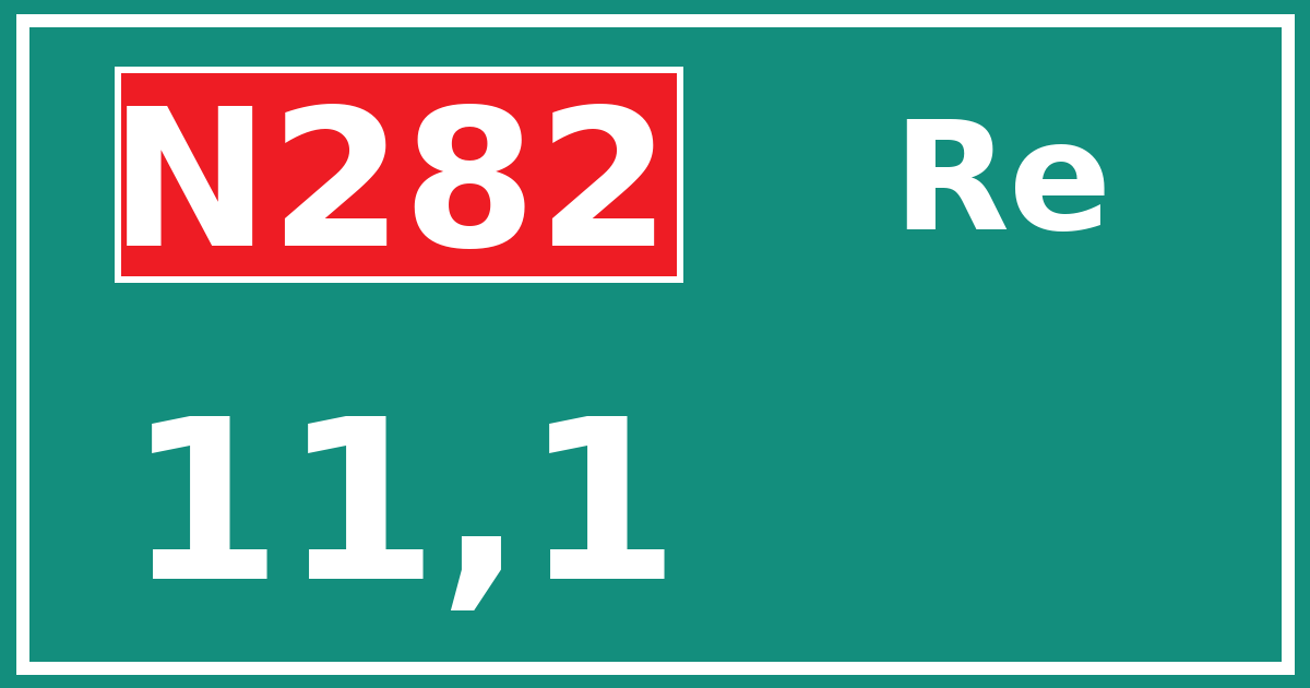 Hectometerbord N282 11,1 zijde Re