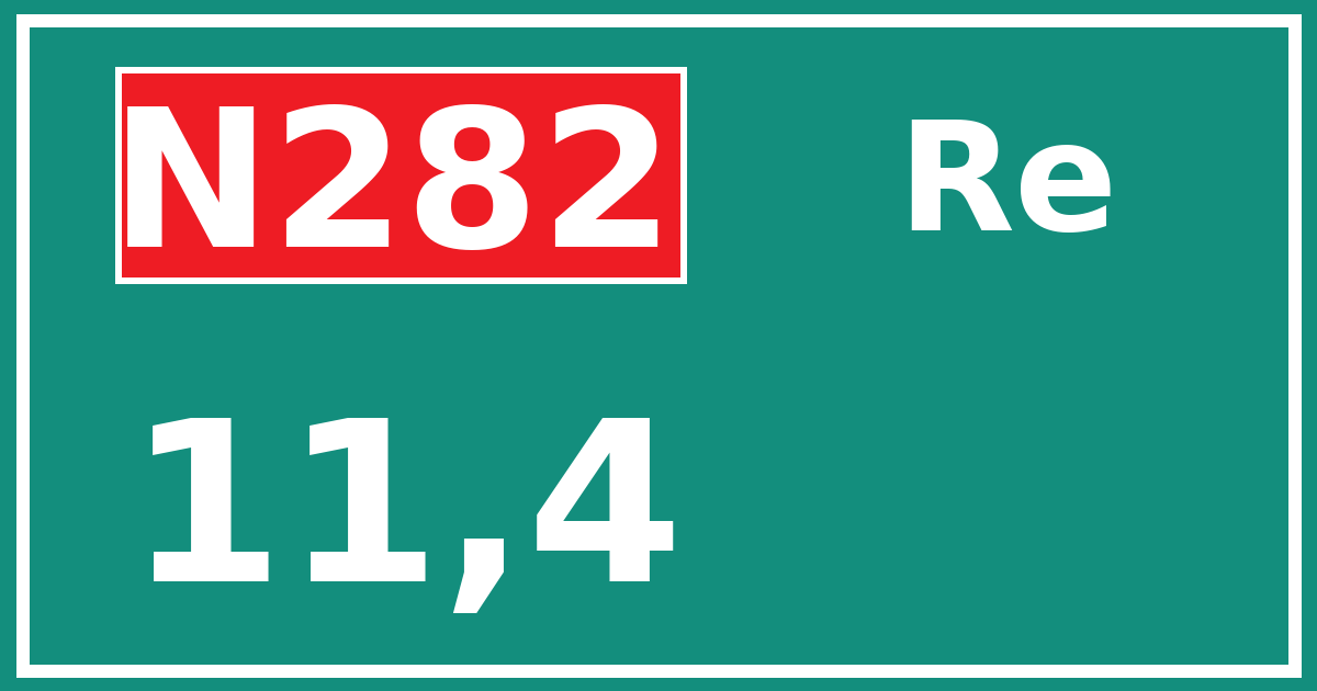 Hectometerbord N282 11,4 zijde Re