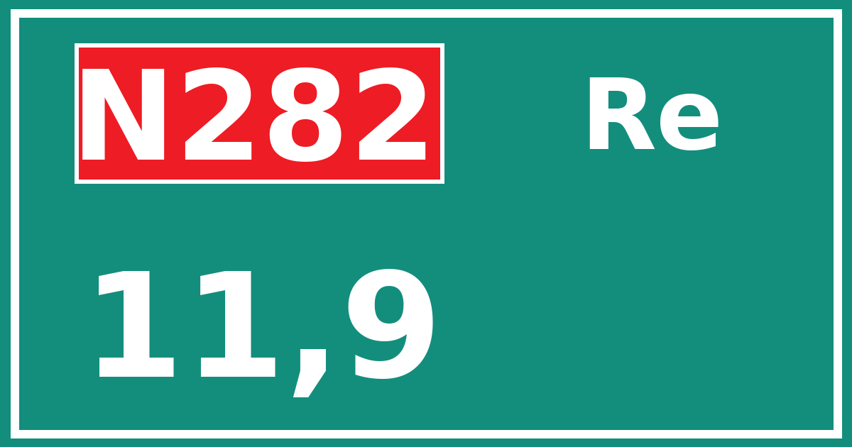 Hectometerbord N282 11,9 zijde Re