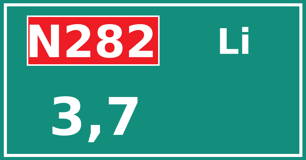 Hectometerbord N282 3,7 zijde Li