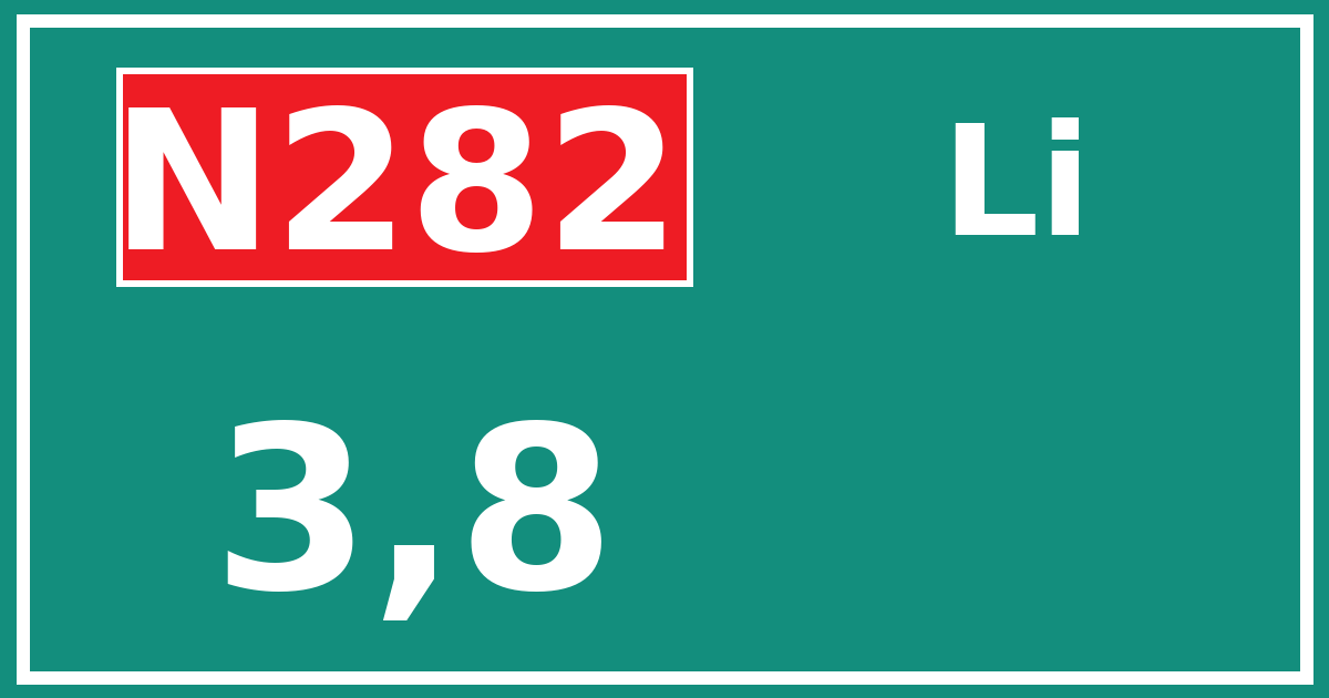 Hectometerbord N282 3,8 zijde Li