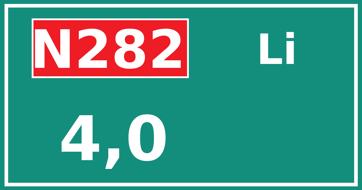 Hectometerbord N282 4,0 zijde Li