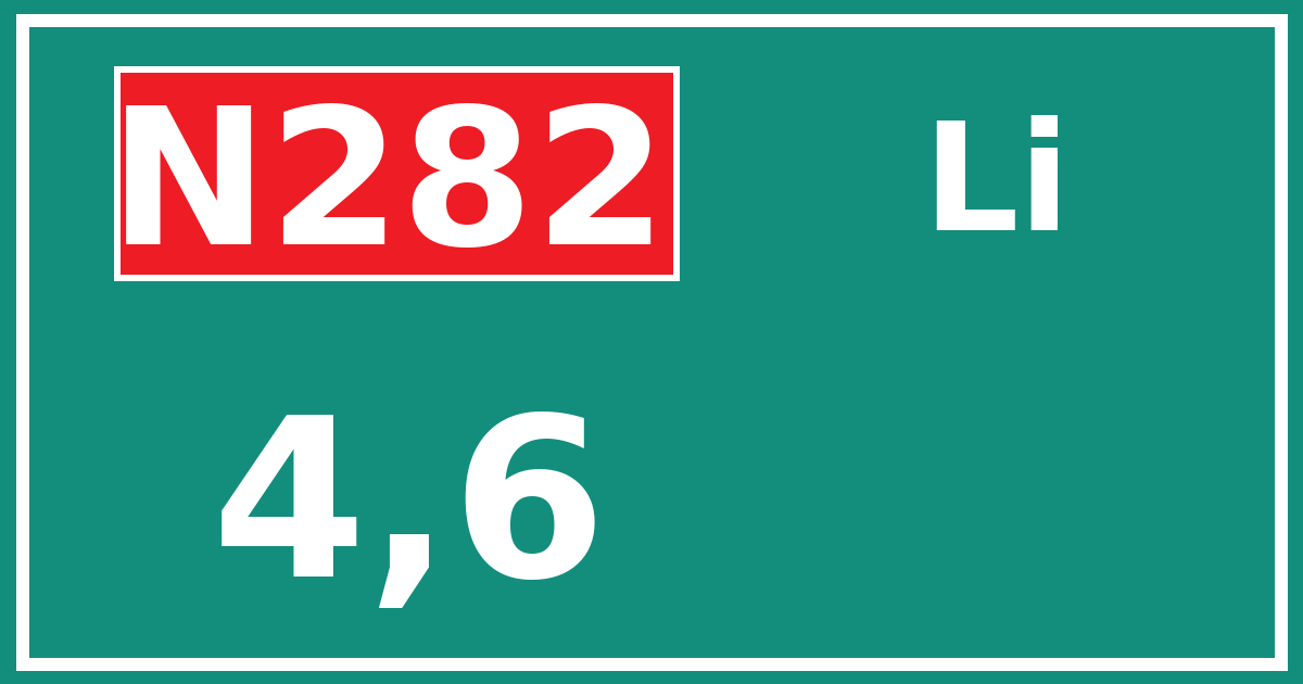 Hectometerbord N282 4,6 zijde Li