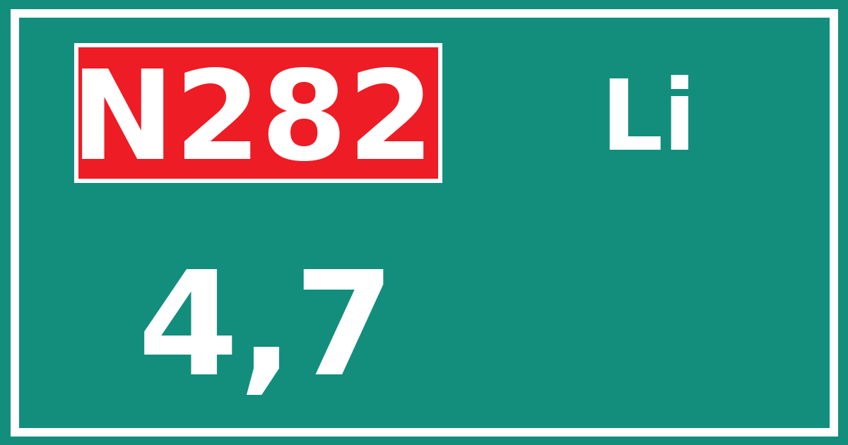 Hectometerbord N282 4,7 zijde Li
