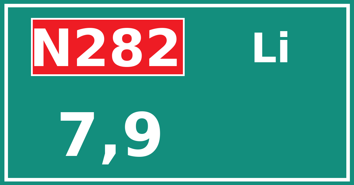 Hectometerbord N282 7,9 zijde Li
