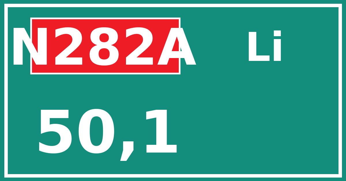 Hectometerbord N282A 50,1 zijde Li