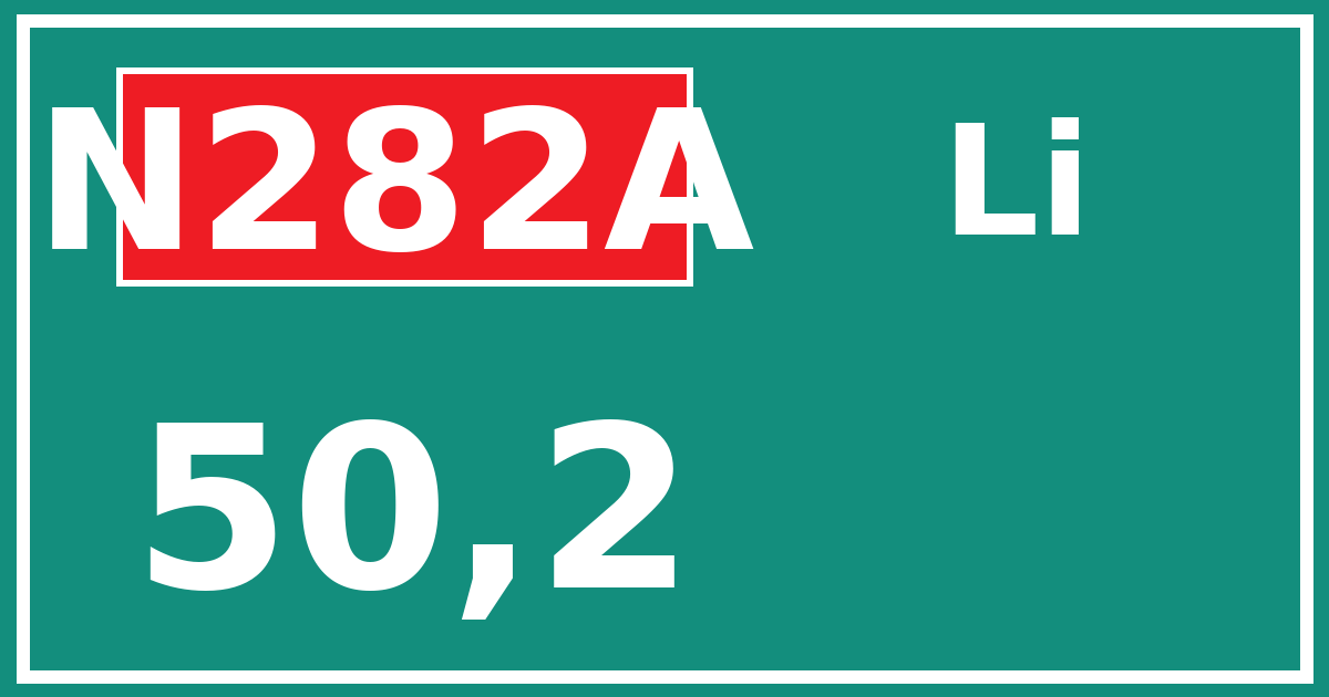 Hectometerbord N282A 50,2 zijde Li