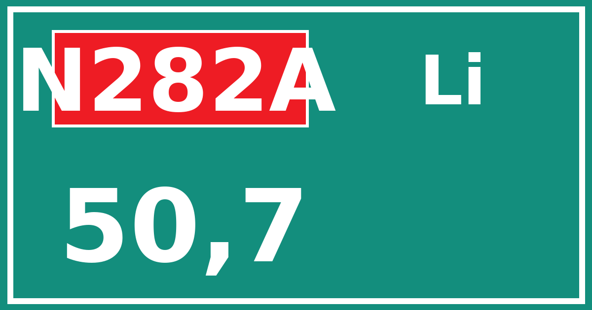 Hectometerbord N282A 50,7 zijde Li
