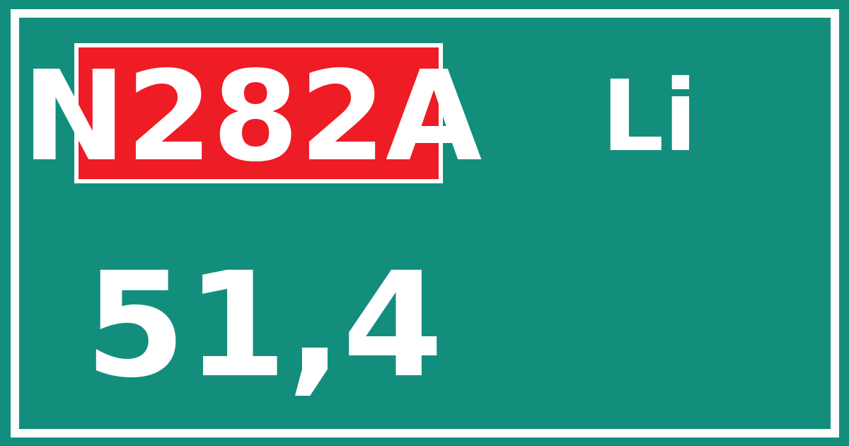 Hectometerbord N282A 51,4 zijde Li